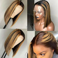 12 inch 4/27 Highlight 13*6*1 Straight Ombre Lace wig Human Hair Middle Part