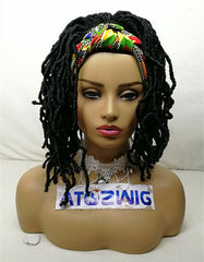 Dreadlock Wig Curly Headband Wig for Black Women Curly Wavy Braided Wigs