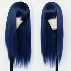 Long Straight Heat Resistant For Womens Wigs Full Bangs Synthetic No Lace Wigs