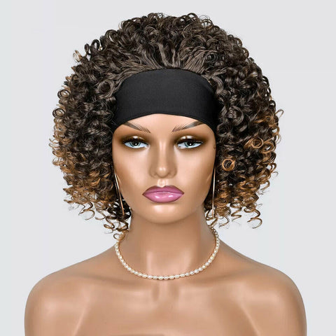 Afro Kinky Curly Headband Wig Short Hair Wigs Ombre Natural Glueless Synthetic