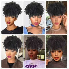 Details about  Short Headband Wig for Women Natural Looking Kinky Curly Wigs Casual Party Wig