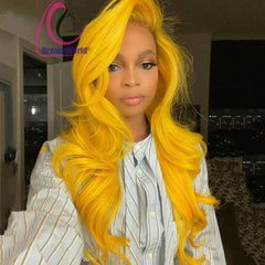 Mint Yellow Wavy 13x1 T Lace Front Wigs Pre Plucked Glueless for Women Party Wig