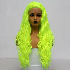 Long Green Curly Lace Front Wig Fashion Heat Resistant Synthetic Wig For Women
