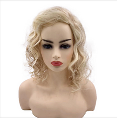 Short Blonde Synthetic No Lace Wigs Body Wave Heat Resistant Natural Hairline