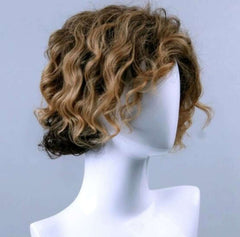 Short Curly Wavy Wig Dark Roots Ombre Brown Blonde Synthetic Wigs For Men Daily