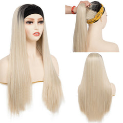 Women's Long Straight Headband Wig #613 Blonde Wig Synthetic Wig Natural Looking