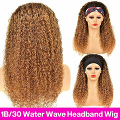Ombre Brazilian Water Wave Synthetic Headband Wigs Brown Glueless Deep Curly
