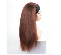 #33 Color Afro Curly Yaki Straight Wig with Headband Dark Brown Heat Resistant