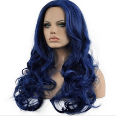 Body Wave Blue Colored Wigs Synthetic Glueless Fluffy Heat Resistant soft