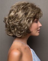 Curly Wigs Bob Wig Synthetic Hairstyles Mixed Brown Wig with Bangs