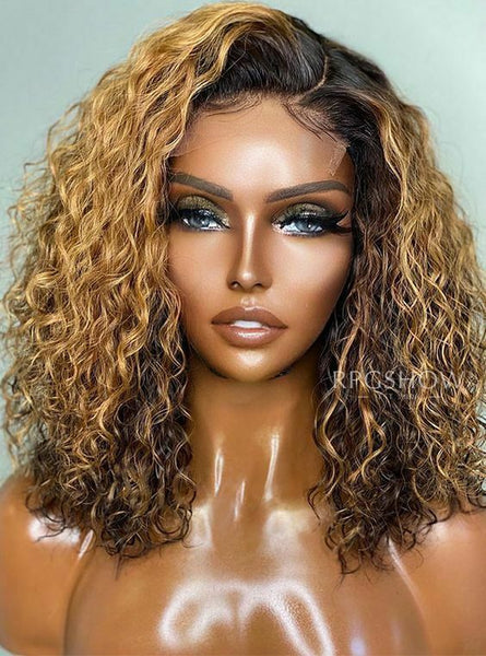 Brazilian Ombre Kinky Curly Natural Hair Lace Front Wigs Synthetic Water Curly