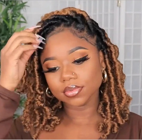 African Dirty Braid Wig Curly Ends Dreadlocks Ombre black brown