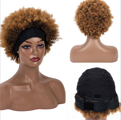 Afro Headband Wig Short Afro Kinky Curly Wigs for Black Women Scarf Wigs