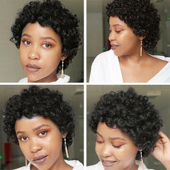 100% Human Hair Wig Short Afro Curly Wigs for Black Women Brazilian Virgin Hair