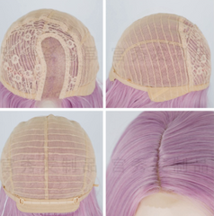 4"*2" Lace Front Wigs Synthetic Hair Purple Bob Short Straight Heat Safe Wigs for Women