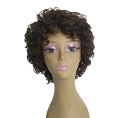 Brazilian Short Kinky Curly Real Human Hair Wigs With Bang Glueless No Lace Wigs