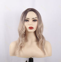 Dark Root Ombre Natural Top Synthetic Wavy Wigs For Womans Casual Use Daily Wear