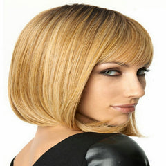 Women Wigs Synthetic Short Bobo Full Bangs Heat Resistant Cosplay Dark Brown