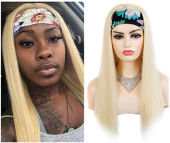 Long Straight Headband Wigs for Black Women Synthetic Headband Wigs 20 In