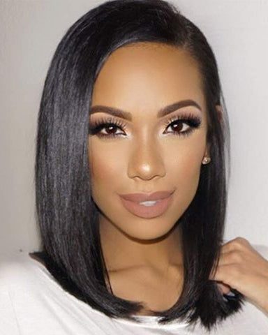 Remy Human Hair Straight Short Bob 13x4 Lace Front Wig