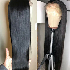 Long Silky Straight Lace Front Wigs Black Synthetic Hair Wig High Temperature