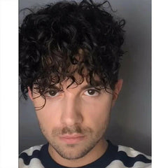 Men Short Black kinky Synthetic Hair Wig For Men Puffy Toupee Wigs