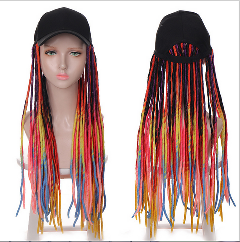 Hat wig Long Synthetic Baseball Cap Wig with Braided Box Braids Wigs headband