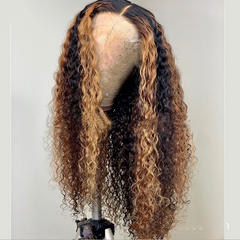 Long Brown Ombre Highlights Curly Layers Heat Safe Synthetic Hair Wig