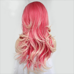 Ombre Blonde Pink Lace Front Wigs Long Wave Synthetic Cosplay Wig for Women