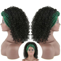 Black Kinky Curly Headband Wigs Headwrap Wigs Wrap-Wig Synthetic For Womans Wigs