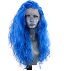 Long Wavy Wigs for Women Blue High Temperature Fiber Synthetic Lace Front Wigs