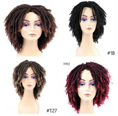 Short Wavy Wigs 6 Inch Synthetic Dreadlocks Wig Short Curly Wigs for Black