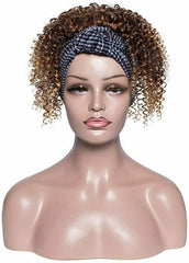 Afro Synthetic Wig Kinky Curly Drawstring African American Wig with Headband