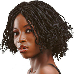 Short Senegal Twist Braided Wigs Curly End Synthetic Box Braided Crochet Wig