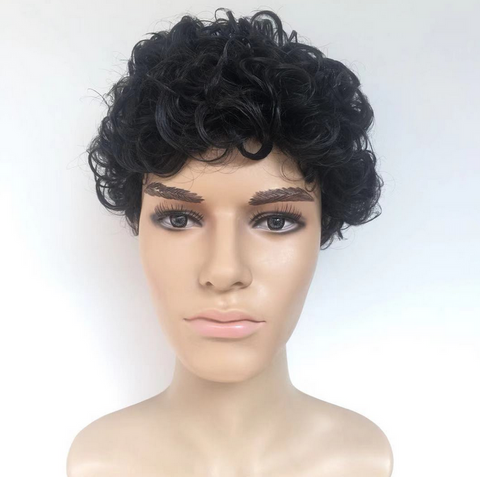 Afro Curly Synthetic Hair Wigs For Women Short Bob Wig Pixie Cut No Lace Wig
