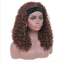 Water Wave Headband Wig Brazilian Curly Red Brown Remy Hair Wet and Wavy Wig