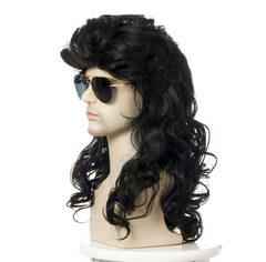 70's 80's men's rock party long curly hair character Halloween Cosplay