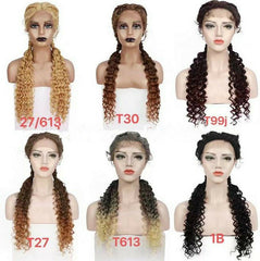 Hand Swiss Synthetic Lace Front Dutch Twins Braid Wig with Baby Hair Middle Part