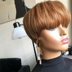 Dark Blond #27 Short Pixie Cut Wigs for Women Synthetic Hair Fashion Party Wigs
