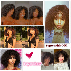 100% Human Hair Wig For Women Jerry Curly Wigs With Bangs Full Machine None Lace