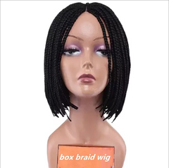 Short Box Braided Hair Wigs Synthetic Twist Braids Wig Soft Glueless Middle Part