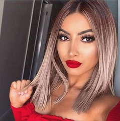 bobo Mid-section short straight hair female shoulder-length wig chemical fiber headgear