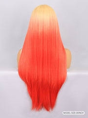 Fashion Long Straight Ombre Color Lace Front Wigs 4x2 Lace Cosplay Synthetic Wig