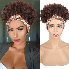 Fashion Natural Headcraft Wig Brown Short Afro Curly Synthetic for Black Women