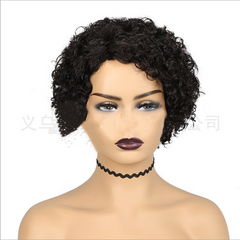 Women Afro Kinky Curly Wigs With Bangs Synthetic Heat Resistant Short Curly Hair