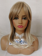 Brown Roots Ombre Ash Blonde Synthetic Hair Wigs for Women Short BoB Layered Wig