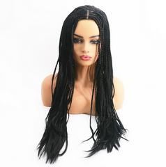 African Long Synthetic Black Braiding Wigs Box Braids Wig Braided Twist