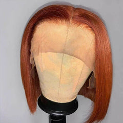 Woman Ginger Orange Bob Wig Lace Front Wig Synthetic Heat Safe Daily Coslpay Use