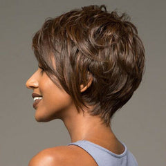 Short Wig Brown Color Synthetic Hair Natural Wigs for Women Pixie Cut Wig