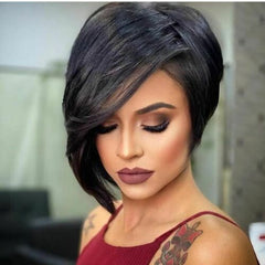 Short Pixie Cut Bob Wigs Straight Hair Side Part Wig None Lace Wigs for Women